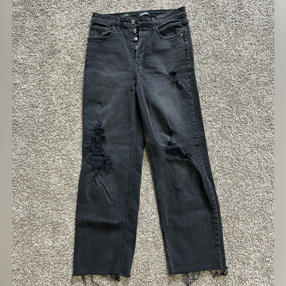 Wild Fable Black Distressed Straight Leg Jeans